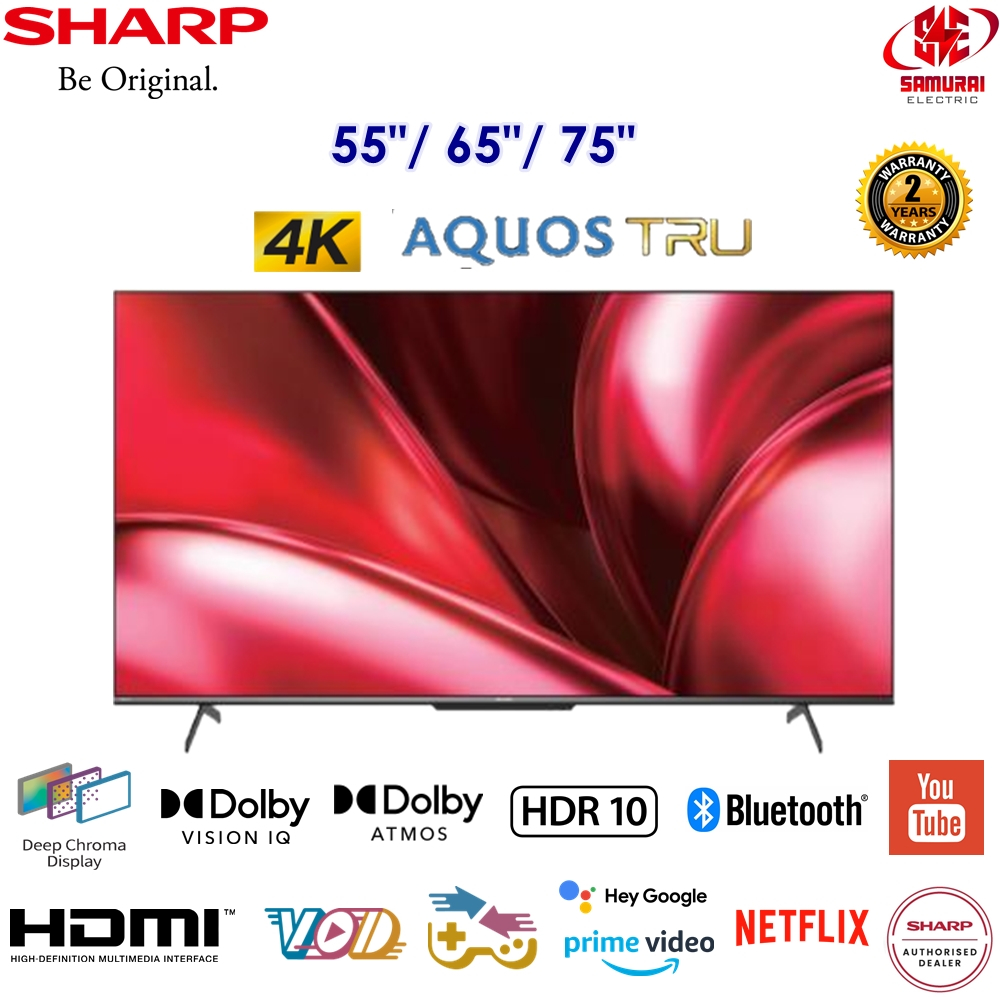 Sharp Aquos 120Hz 4K Tru UHD TV With Youtube, Neflix 55" 4TC55GN7000X/ 65" 4TC65GN7000X/ 75" 4TC75GN7000X PS5 XBOX