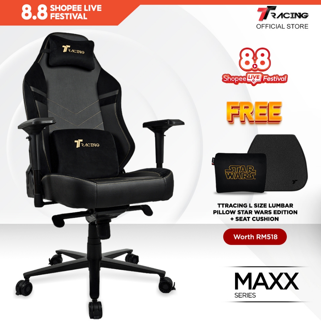 TTRacing Maxx Gaming Chair Office Chair Ergonomic Chair Kerusi Gaming Seat - 2 Years Official Warranty