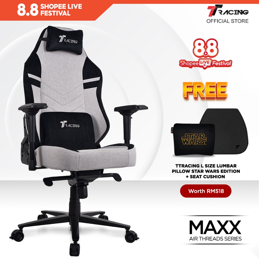 TTRacing Maxx Air Threads Fabric Gaming Chair Office Chair Ergonomic Chair Kerusi Gaming Seat - Dawn