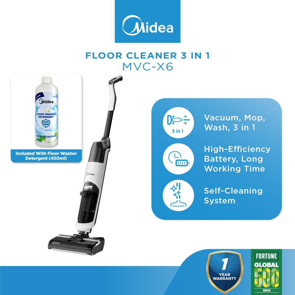 Midea MVC-X6 Floor Cleaner 3-In-1 / Wet & Dry Cordless Vacuum Cleaner With Self-Cleaning Function