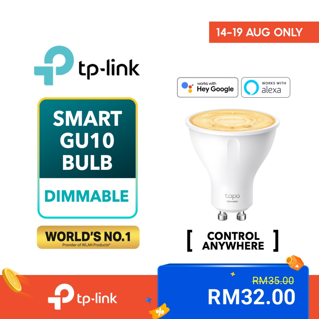 TP-LINK Smart GU10 Wi-Fi & Dimmable Spotlight ( Google Assistant & Alexa/ Voice & Remote Control ) Tapo L610