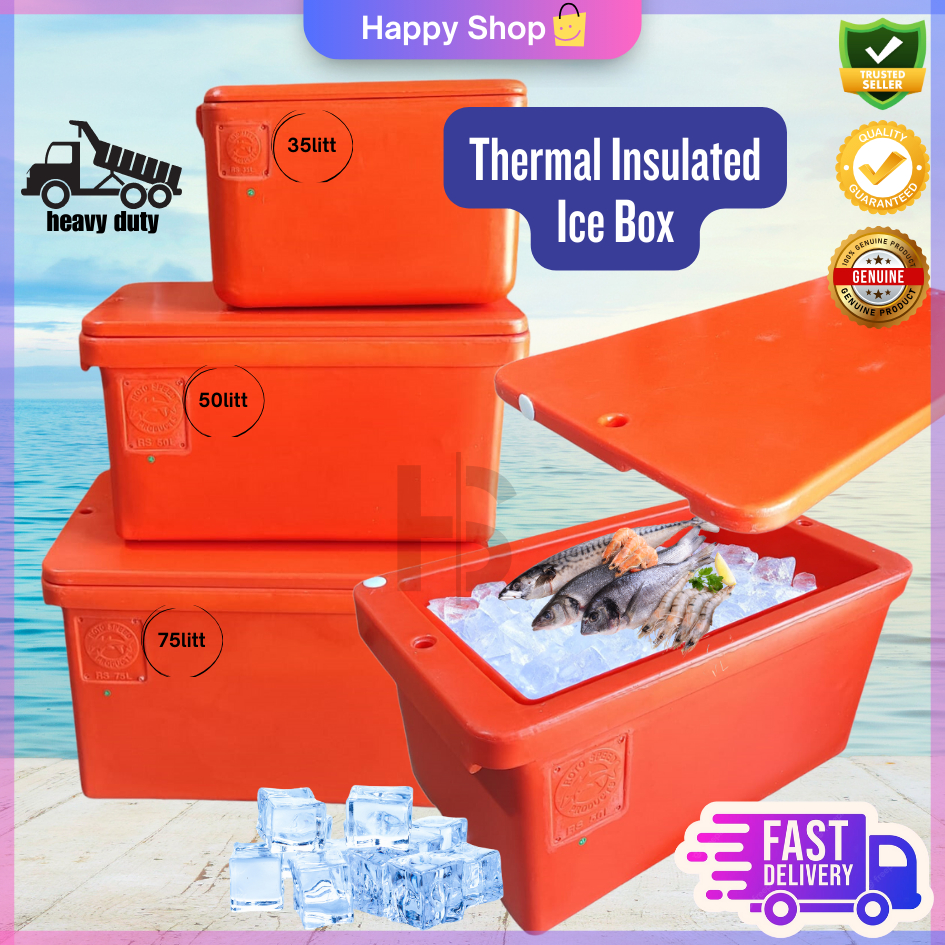 35LIT/50LIT/75LIT THERMAL INSULATED COOLER ORANGE/BLUE BOX/HEAVY DUTY COOLER/TONG AIS/SEAFOOD COOLER BUCKET