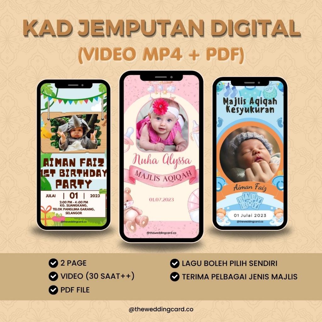 Kad Jemputan Digital | E-Card Invitation | Video Jemputan Hari Lahir, Aqiqah, Cukur Jambul, Birthday | Murah & Pantas