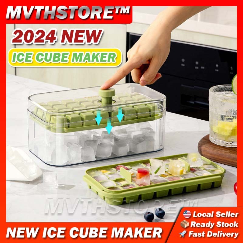 New ICE Cube Maker Mould, ICE Cube Tray with Top Cover, Silicone Ice Cube Mould Silikon Dulang Ais Dengan Penutup