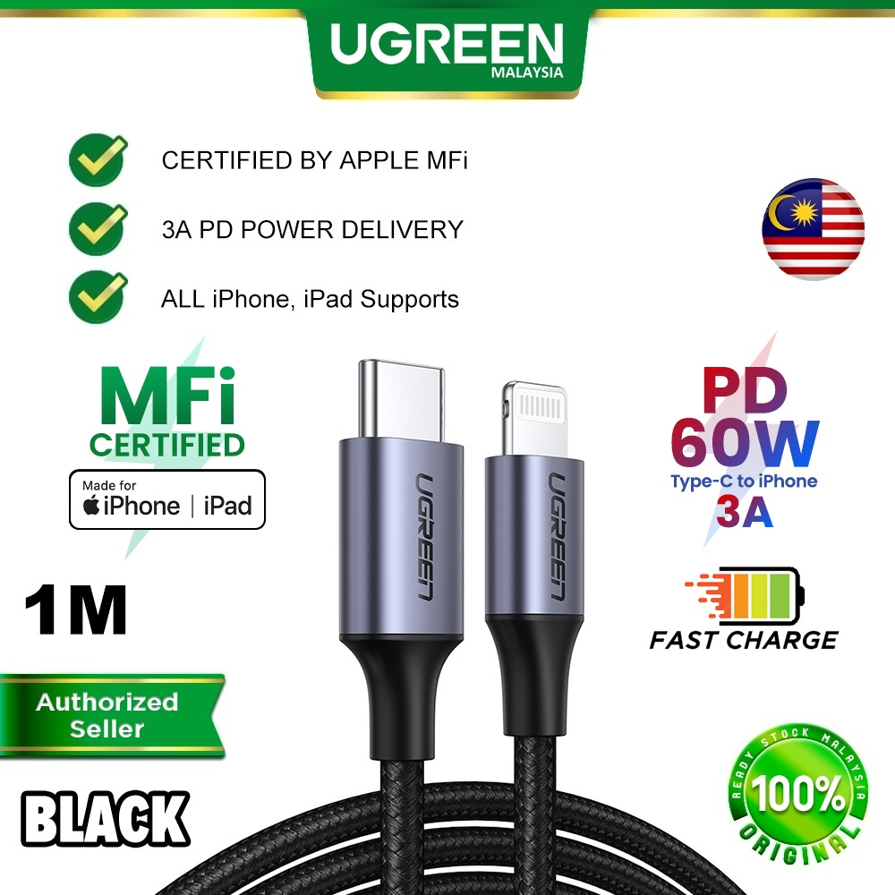 UGREEN USB Type C To Lightning MFi Cable 60W PD Power Delivery Quick Charge Wire Apple iOS iPhone 14 Pro Max 13 iPad Air