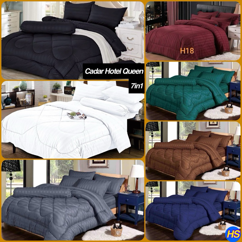 Hotel High Quality 7in1 set comforter Luxury Cadar King/Queen/Single Ready Stock