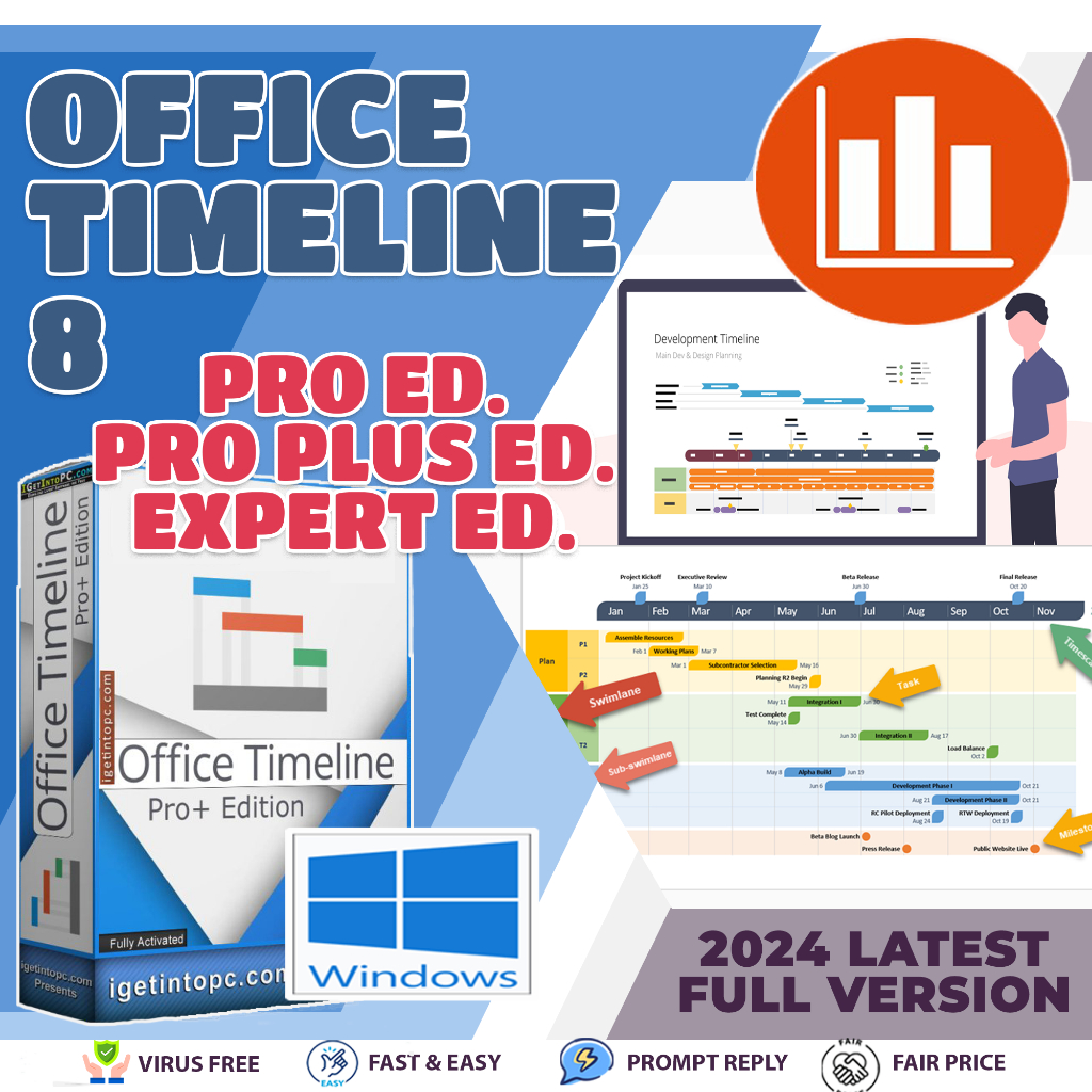 Office Timeline 8 2024 Latest Full Version | Lifetime | Stylish Project Visuals | Daily Schedule