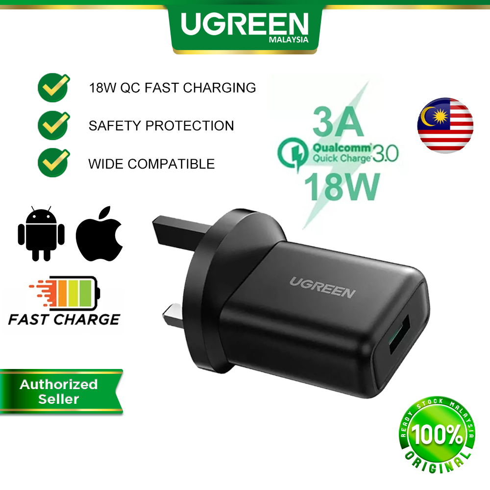 UGREEN QC 3.0 USB Quick Charge Charger 18W Qualcomm Certified USB Wall Charger Plug UK Plug Charger iPhone 16 Pro Max