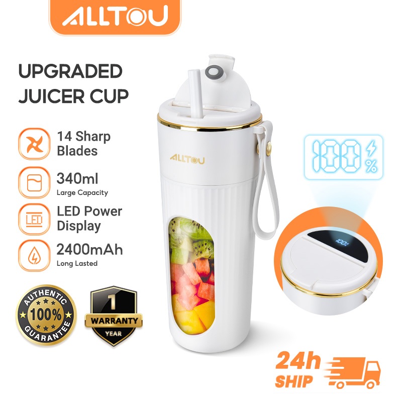 ALLTOU Juicer Cup 350ML Fruit Blender Wireless & Portable Electric Juicer Ice Crusher Typce-C Charging Pengisar 榨汁杯 果汁杯