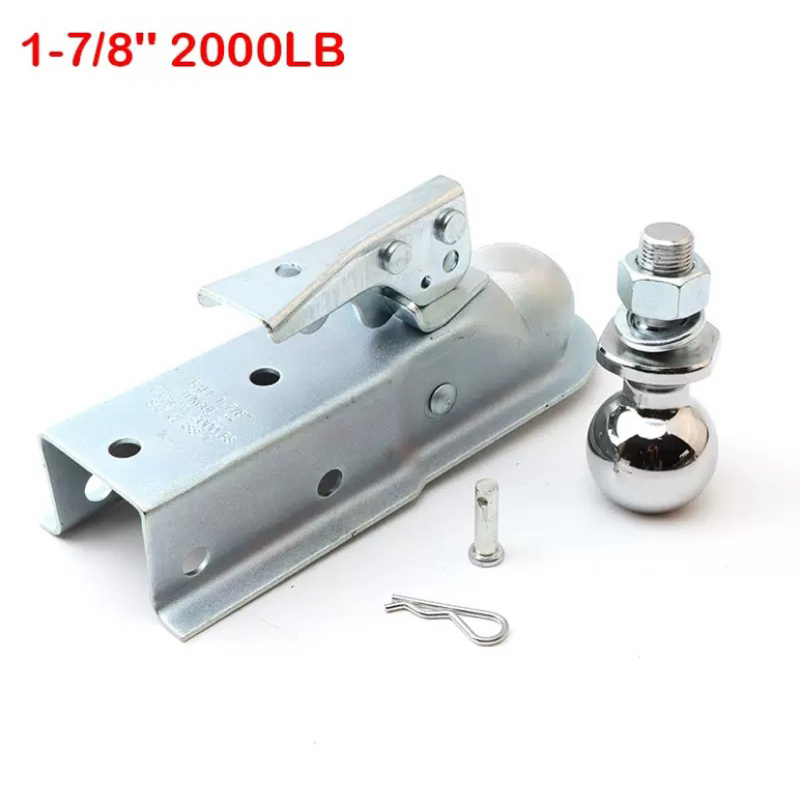 Full Set Tongue Trailer Coupler 2'' Channel WIth 1-7/8 Inch 2000LB Hitch Ball Fit For ATV UTV Cargo ATV Buggy Quad Bike