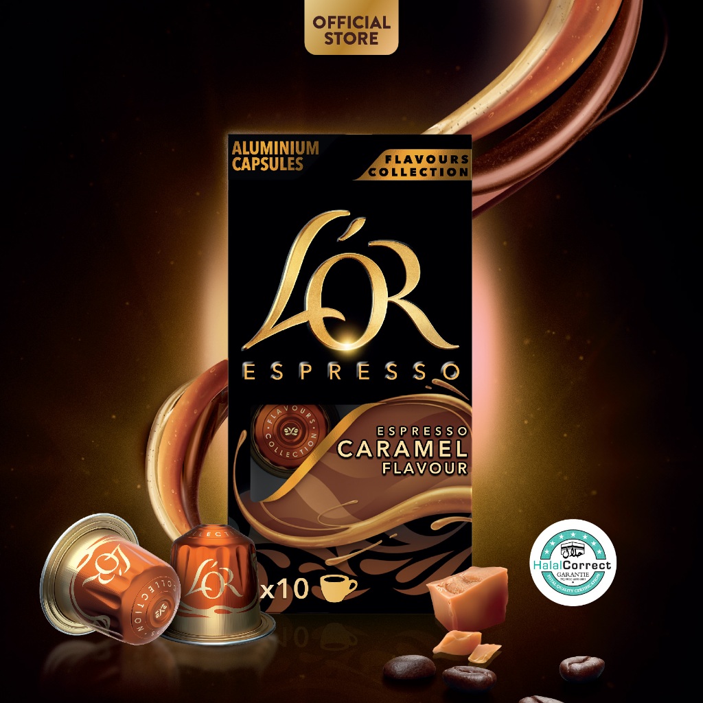 L’OR Espresso Caramel Flavoured Coffee Capsules- Compatible with Nespresso®* Original Coffee Machines, 10 capsules