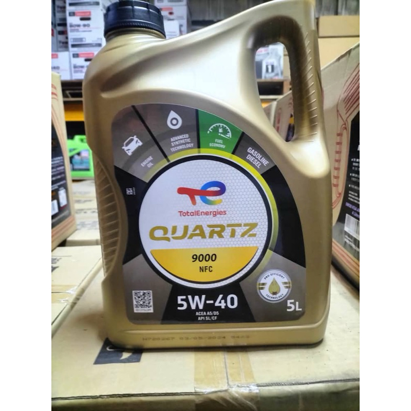 TotalEnergies Quartz 9000 5W-40 Fully Synthetic Engine Oil (5L) for Gasoline or Diesel Engine Oil