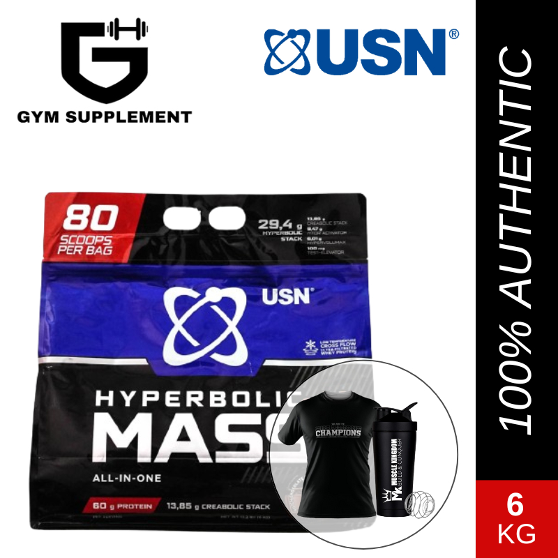 USN Hyperbolic Mass gH Extreme Usn Mas Portein (6kg) Bulking Susu Naik Berat Mass Gainer (6kg)