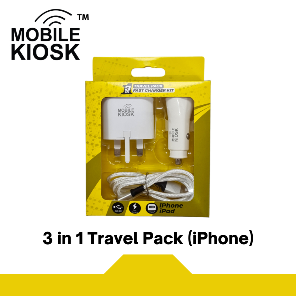 MOBILE KIOSK 3-in-1 Travel Pack (IPHONE/IPAD) for Business Professional, Student, Tech Enthusiast - 1 Pax