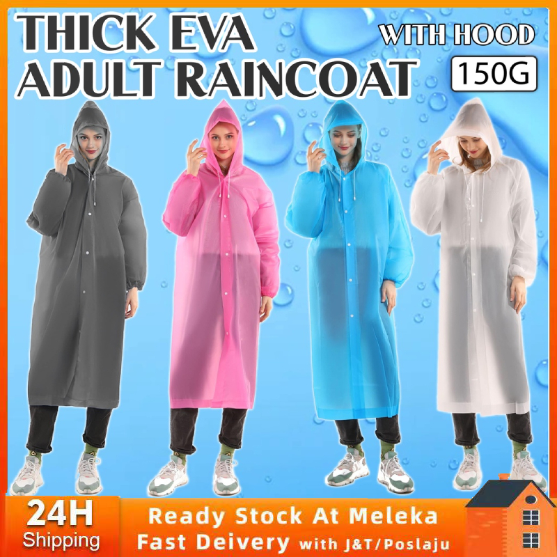 EVA Unisex Adult RainCoat Women Men Waterproof Rain Coat Hoodie Poncho Rainsuit Baju Hujan Dewasa Poncho Raincoat 雨衣外套
