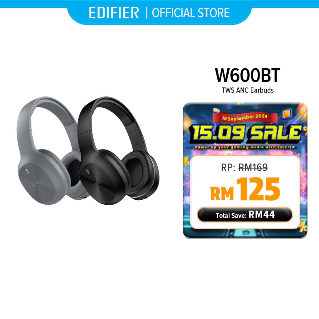 Edifier W600BT Headphone - Bluetooth V5.1 | Connect 2 Devices | Built in Mic | Wired or Wireless | 30 hours Playtime