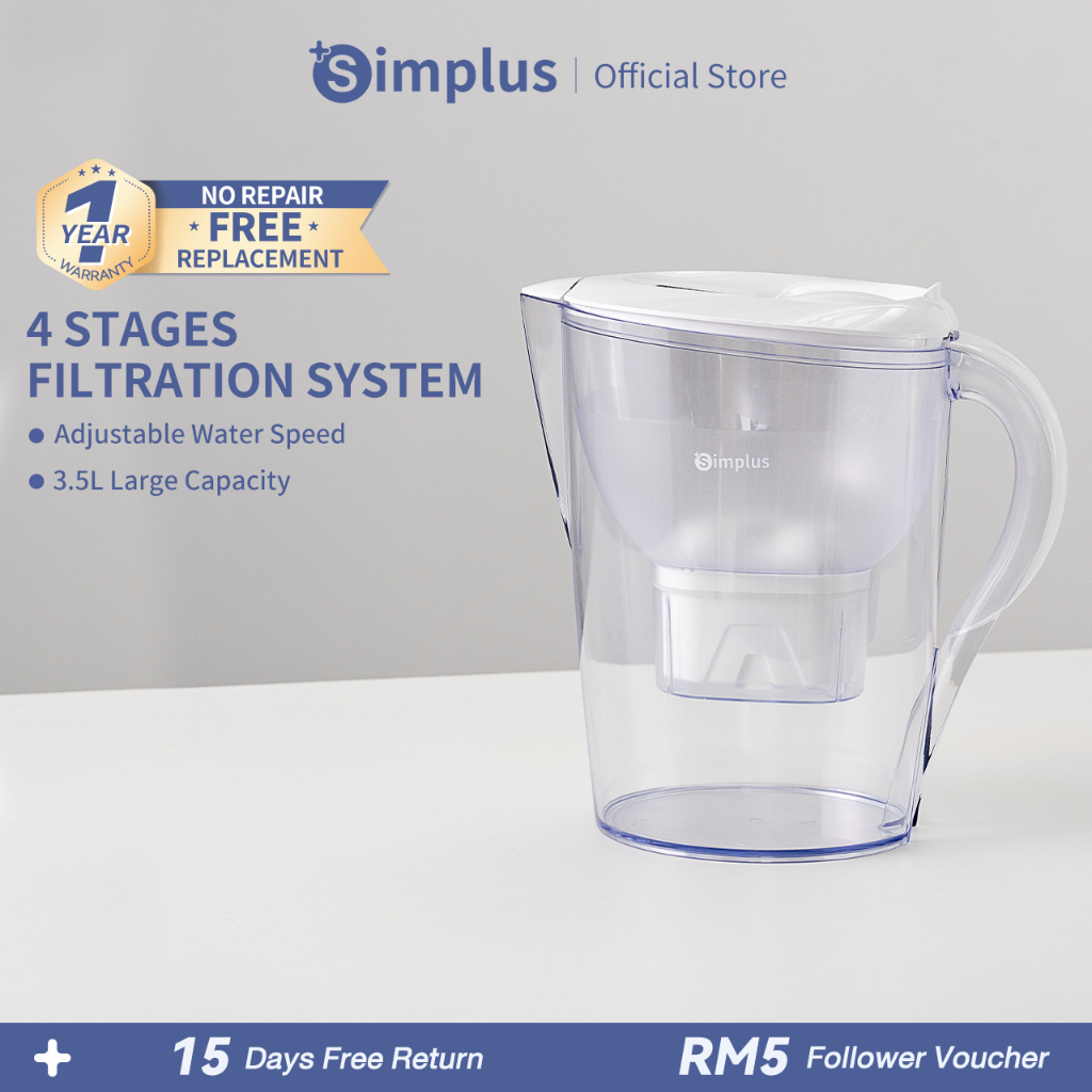 Simplus Filter Kettle 3.5L Large Capacity Water Filter Jug Picther Water Purifier Jug Cerek Penapis Air