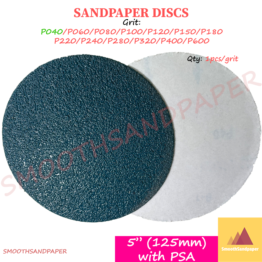 5" (125mm) Kertas Pasir Bulat (Hijau + PELEKAT) Abrasive Green Sandpaper Discs Aluminium Oxide (PSA) 砂纸背胶圆盘 image 6