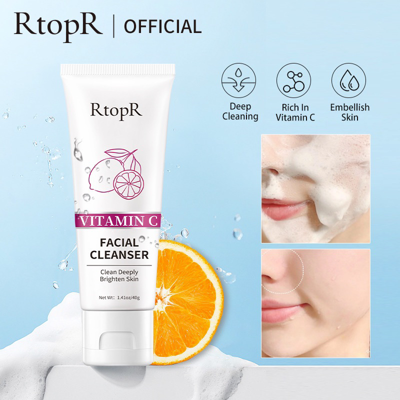 【Ready stock】RtopR Vitamin C Cleanser Acne Treatment Facial Wash Anti Pimple Oil Control Skin Care Face Cream