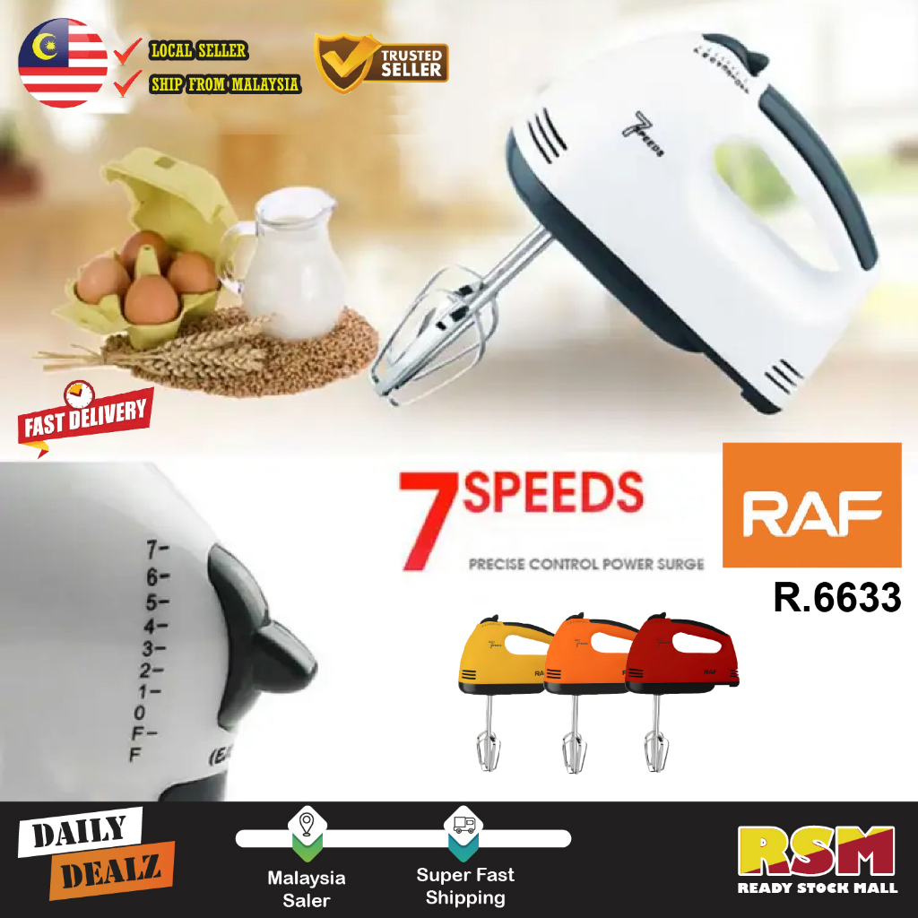 RAF/SCARLETT Electric Hand Mixer 7 Speeds Portable Handheld Baking 260W with Beater Whisk / Mesin Pengadun Tepung Pengis