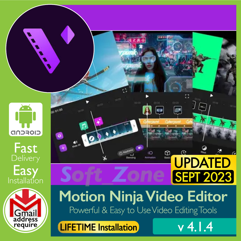 Motion Ninja Video Editor 4.1.4 - Powerful & Easy to Use Video Editing Tools [SmartPhone - Android] - Digital Download