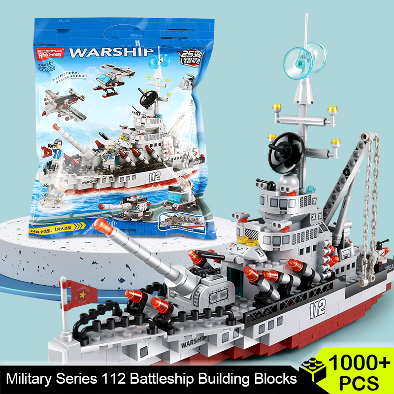 现货✨积木 Ship Building Blocks Military Series Toys Educational Toys 112 Battleship Children's Gift