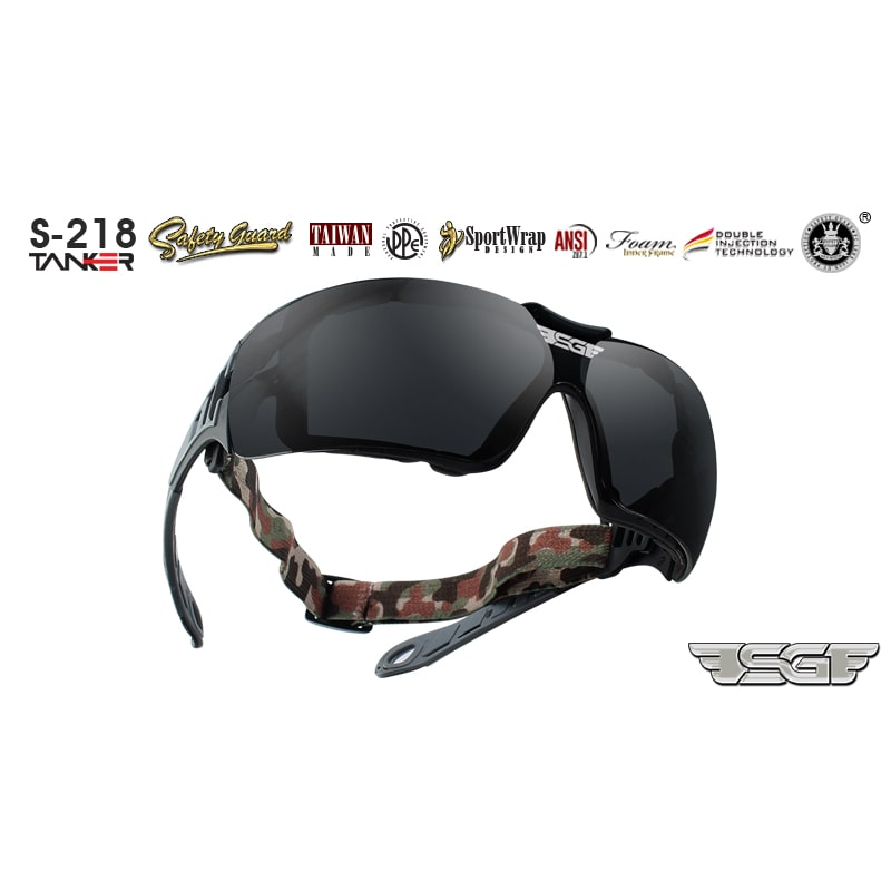 Safety Goggles with camo elastic strap - S218