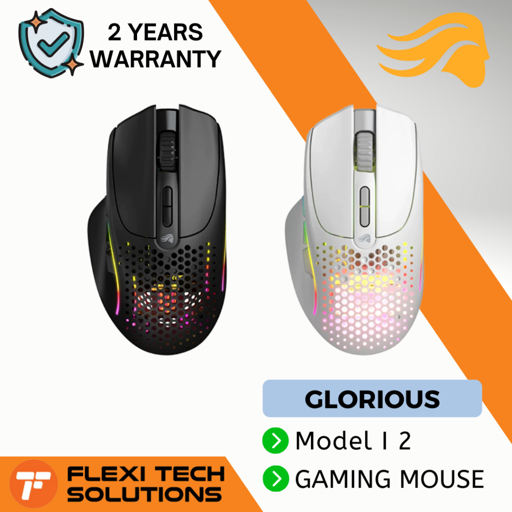 Flexi Tech GLORIOUS Model I 2 Wireless Ultralight Ergonomic Gaming Mouse - Matte White / Matte Black