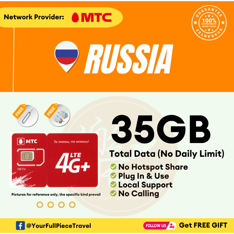 【Russia MTC Sim Card】 【7/10/15 Days】【Unlimited Data】【俄罗斯上网卡】 【4G High Speed Data】4G Travel Prepaid Sim Card