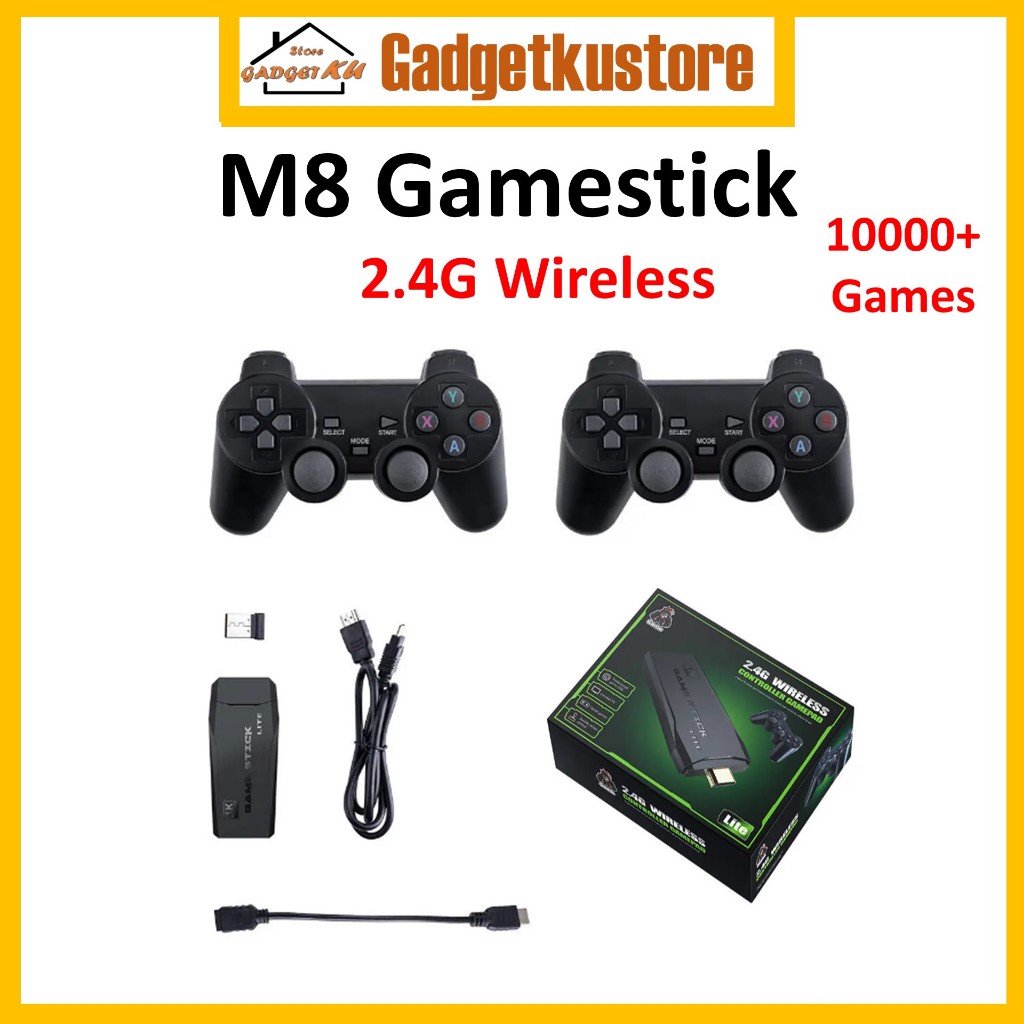 M8 Controller Game 4K HDMI GAME STICK TV 64GB 10000 Video Game Console 2.4G Wireless Controller Family Game