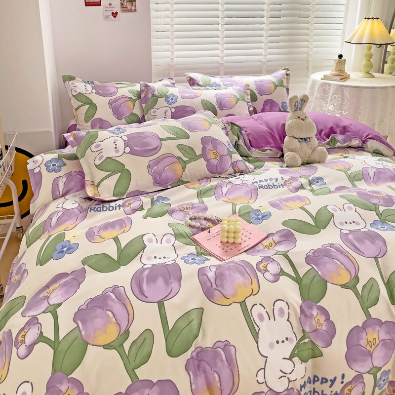 Queen 4in1 Cotton Tidak Luntur 203 LIMITED CORAK 2023! Set Cadar Bedsheet Fitted