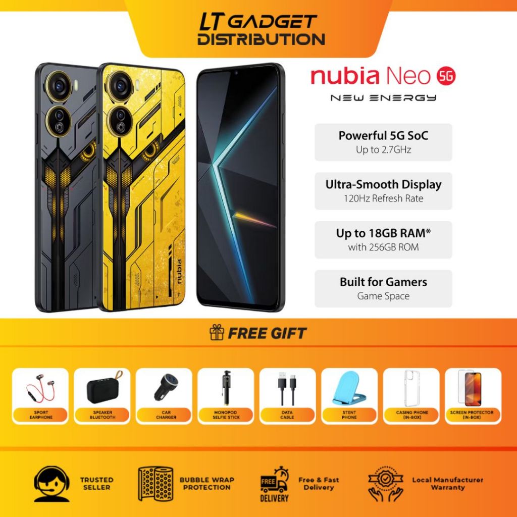 NEW nubia Neo 5G 18(8+10GB)+256GB Smartphone120Hz Refresh Rate Dual Sim 50MP Ultra-Clear Camera 22.5W Fast Charge4500mAh
