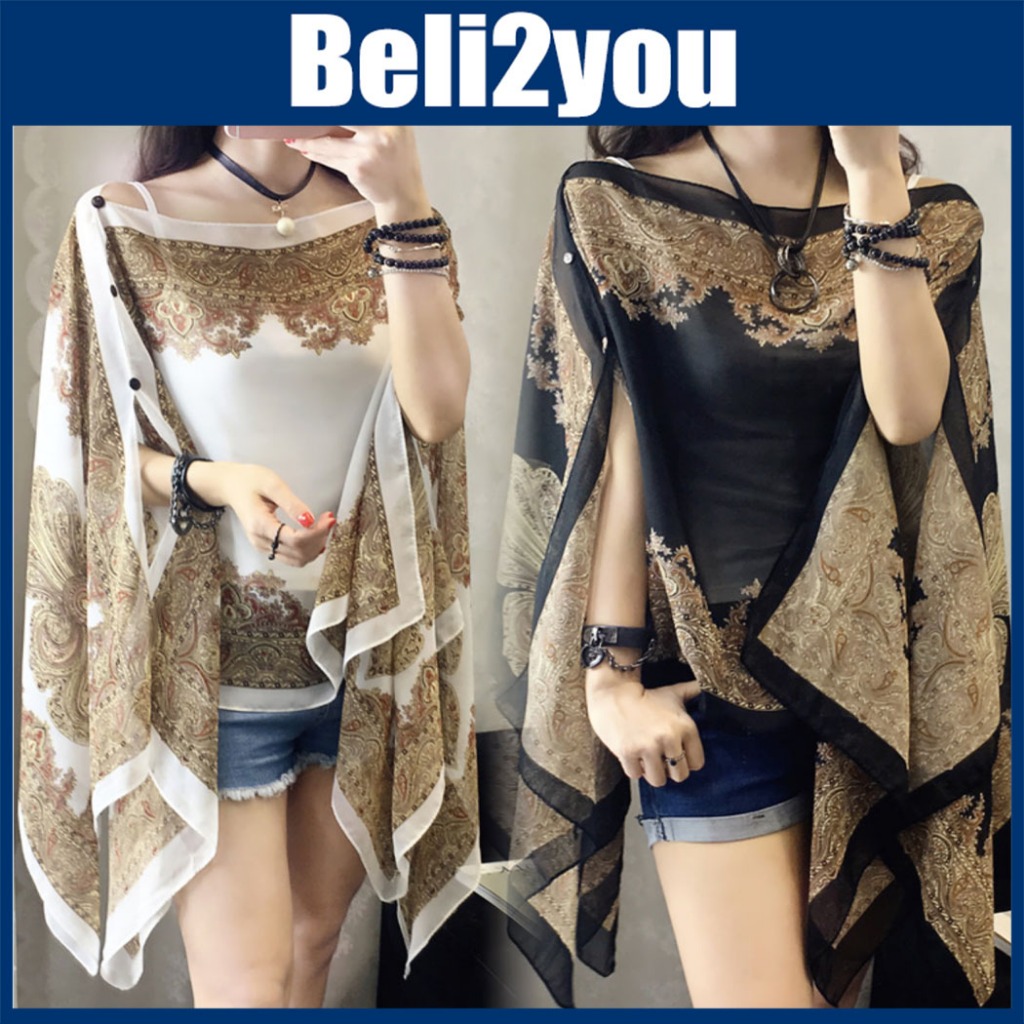 Bow Baju Shawl Batik Silk Scarf Baju Cantik Women Scarf Baju Batik Perempuan Baju Murah Shawl Cape