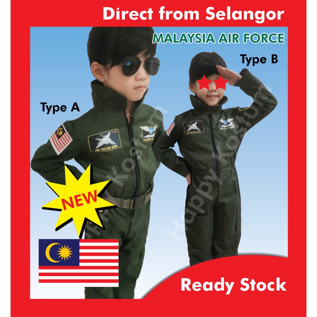 Ready Stock Air Force Costume Kids Kostum Baju tentera Utara Budak (Local) Malaysia Cosplay Boys & Girls