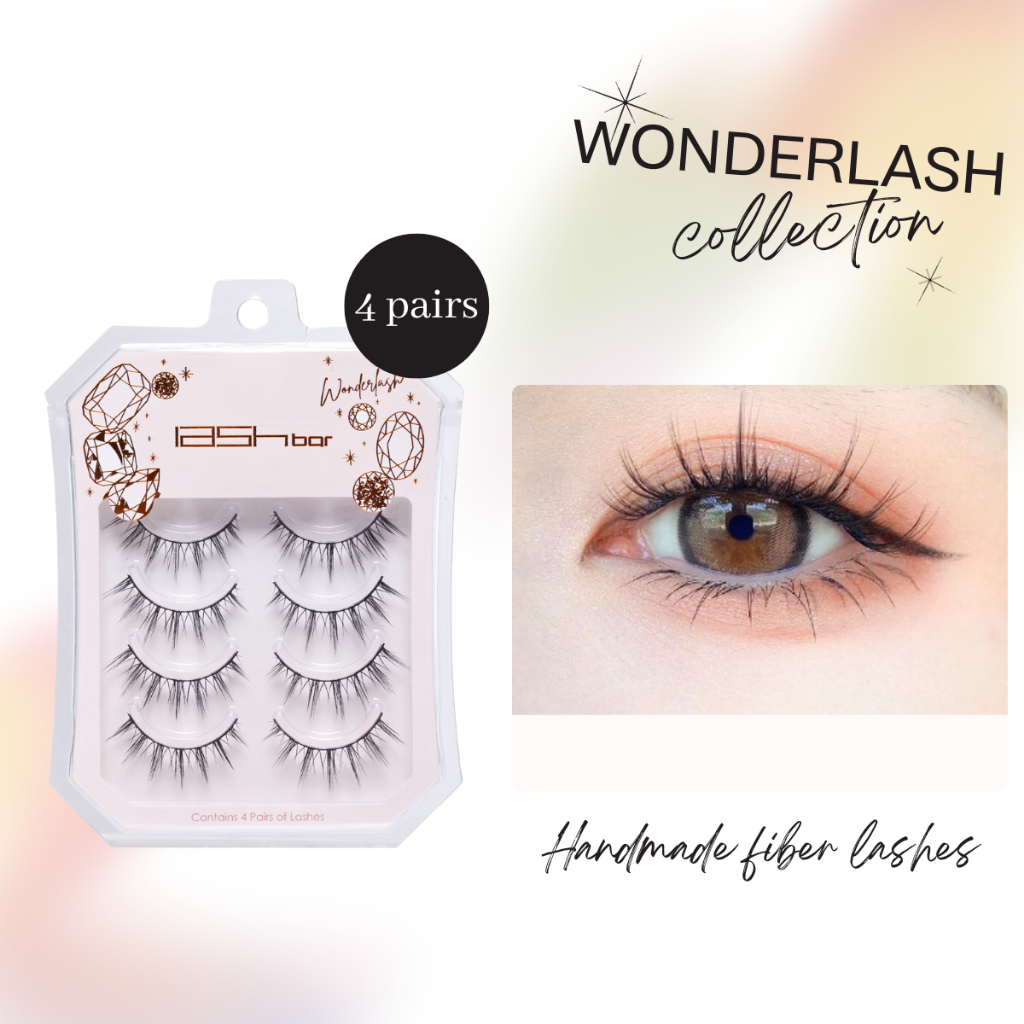 [Ready Stock] LASH BAR 4 Pairs Handmade False Eyelashes (Wonderlash) Bulu Mata Palsu 假睫毛