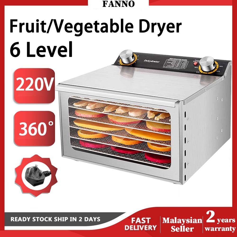 🇲🇾Premium+™ 6 Trays Drying Healthy Stainless Steel Fruits Food Dryer Dehydrator With Racks 350W 食品水果烘干机