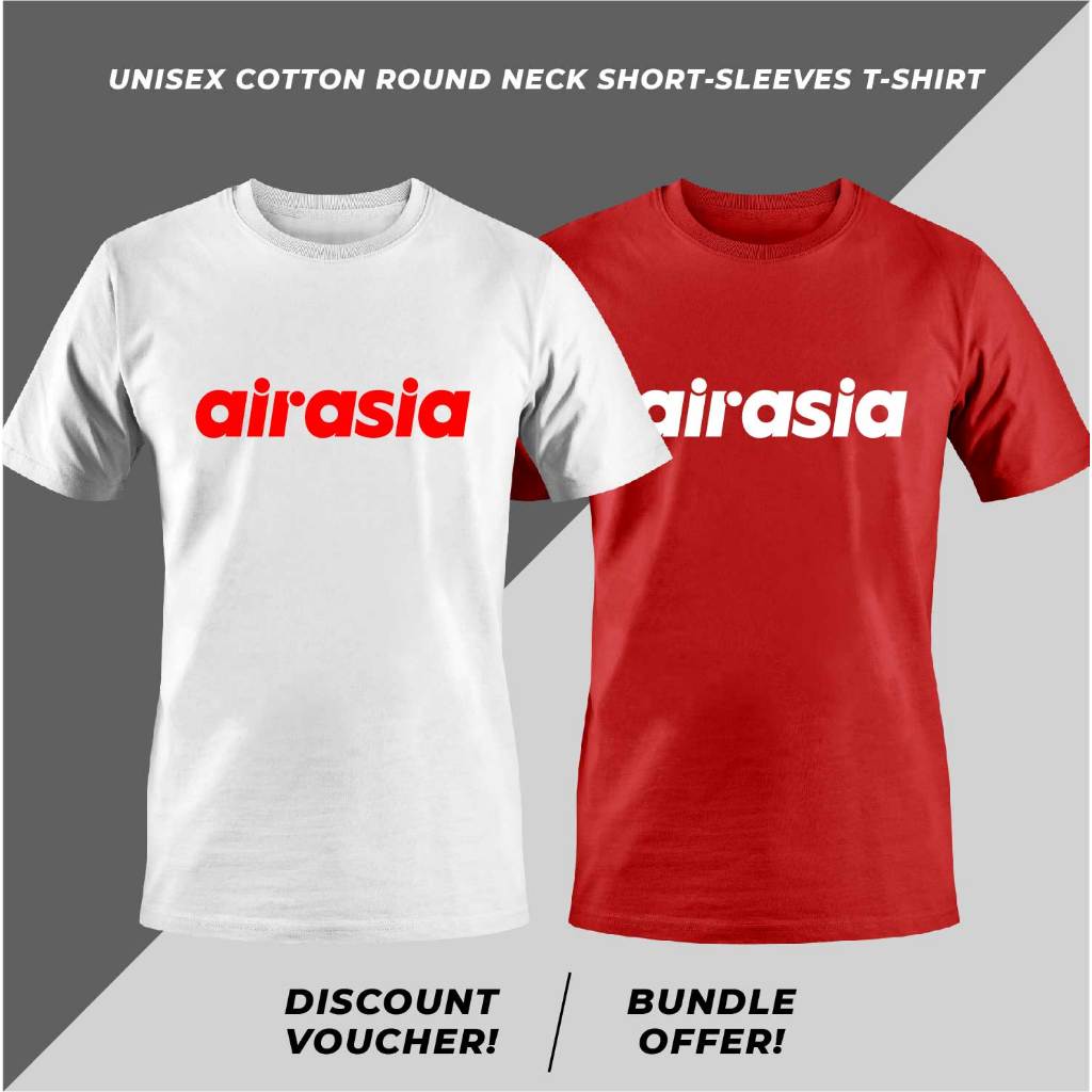 !!! MEGA SALE !!! Air Asia Roundneck T-Shirt / Sizes: S - XXXL / 100% Cotton / Murah / High Quality