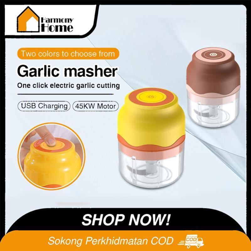 HARMONY Electric Garlic Masher Chopper Mini Blender Garlic Crusher Chopper Meat Grinder Mincer Slicer Pencincang Pe