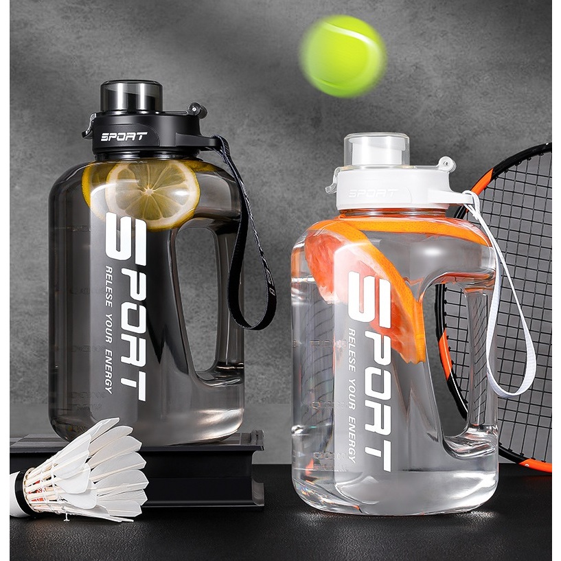 1.7L / 2.5L Large Capacity Sport Water Bottle Large Water Bottle c/w Strap Portable Plastic School BPA Free