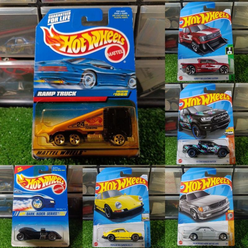Mainline Real Car Hotwheels Case B 2024 ( Raptor HKS , Ramp Truck , Ford F150 , Porsche Carrera & Mercedes 560 Amg )