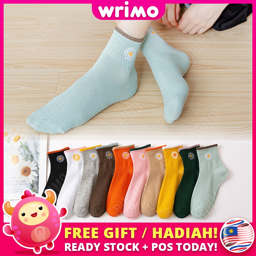 READY STOCK WRIMO Colorful Bordflower Sock Women Man Lady Boy Girl Cute Cartoon Comfort Ankle Stocking Cotton fc11519