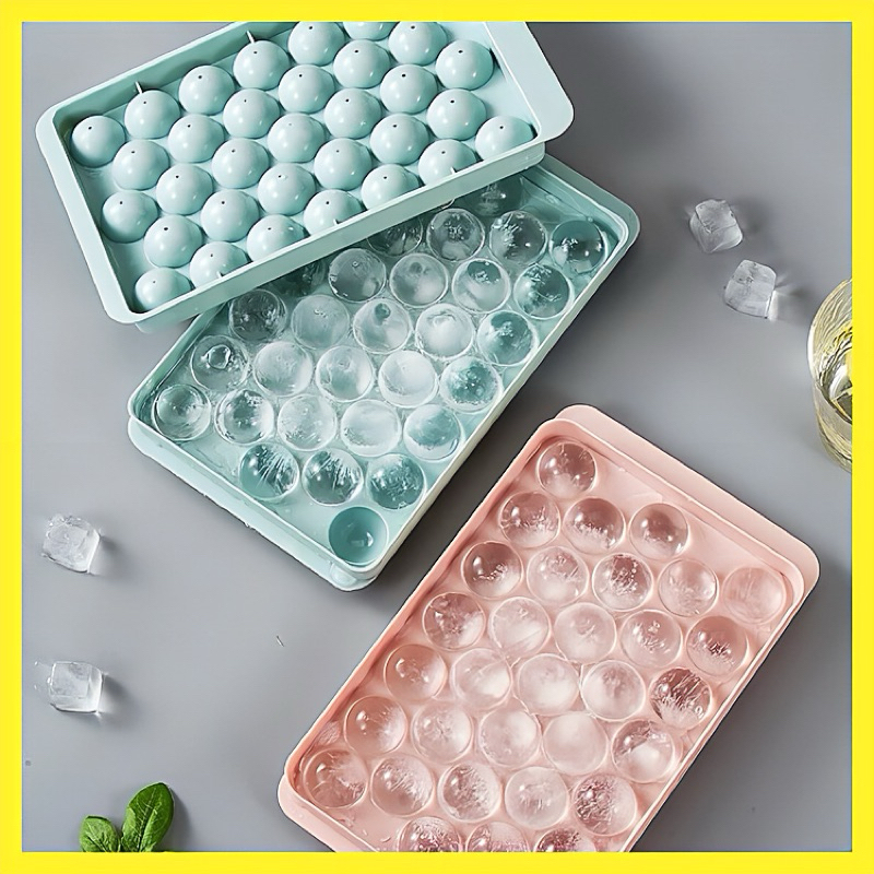 33 Holes Ice Ball Tray Ice Tray Ice Cube Maker Round Ice Mould Baby Food Puree Mold Container Acuan Jelly Ball Besar