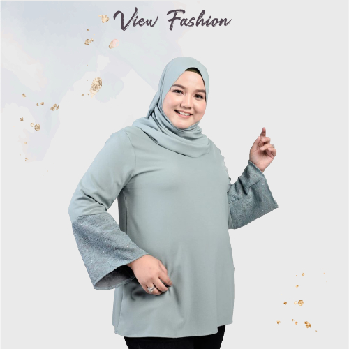 [VIEW] FS-3XL PLUS SIZE MUSLIMAH BLOUSE Lace Sleeve Blouse Lace Lenggan muslim 6663