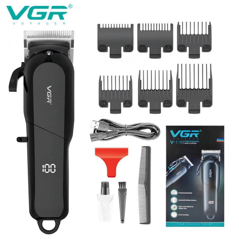 Original VGR V-118 Professional Hair Clipper Mens Electric Hair Trimmer Haircuts Machine USB Charging Barber Clipper