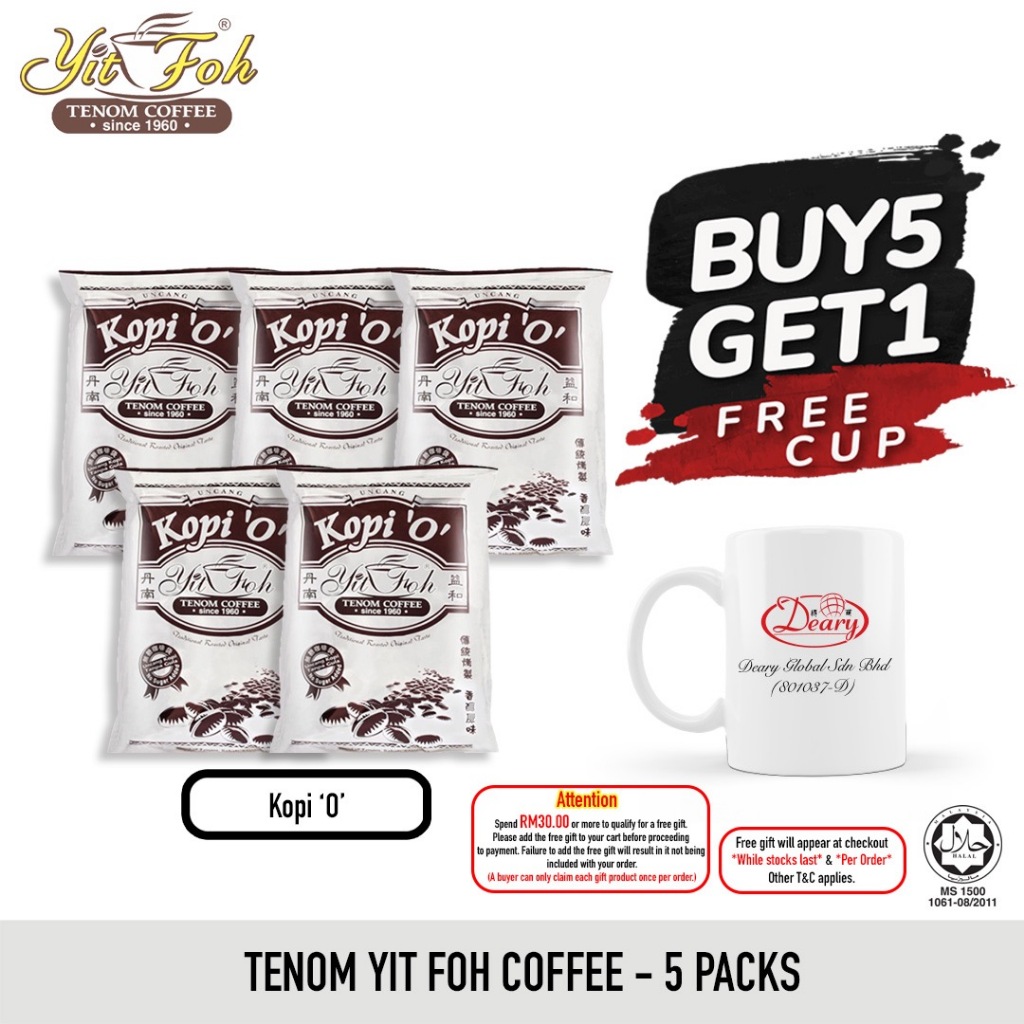 Tenom Yit Foh Coffee Kopi O 沙巴著名咖啡 (Bundle Of 5) [Add-On 1 Deary Ceramic Mug]
