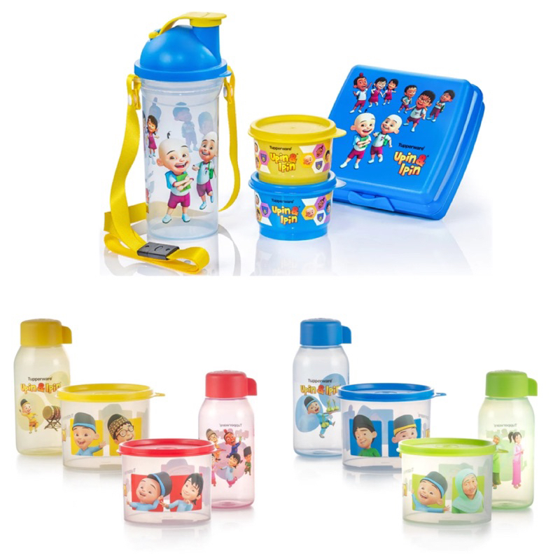 Tupperware Upin Ipin Beverage Set Tumbler 400ml Snack Cup 110ml Sandwich Keeper Saya Suka Set / Betul, Balik Kampung Set