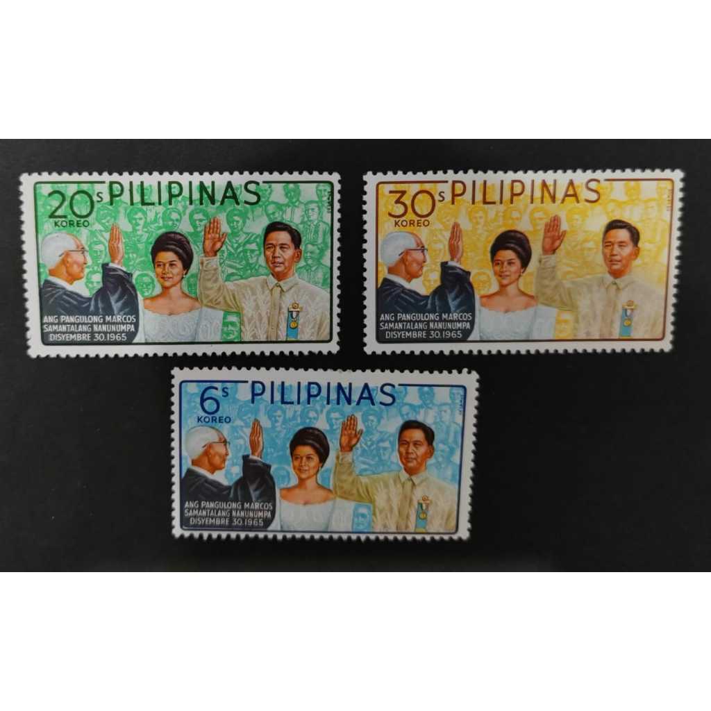 Philippines, 1966 Inauguration of President Marcos , MINT, COMPLETE SET, FOXING & HINGED