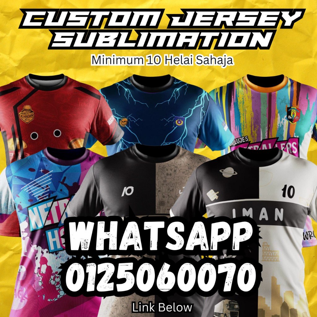 FREE CUSTOM DESIGNFresh Design Jersey Sublimation Tshirt Jersey Event Club Microfibre Mini Eyelet Interlock Baju Team