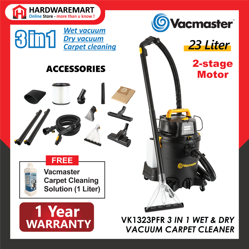 [ORIGINAL] VACMASTER Industrial Grade 23L 3 IN 1 WET & DRY VACUUM Spray Extraction Cleaner pengekstrak VK1323PFR