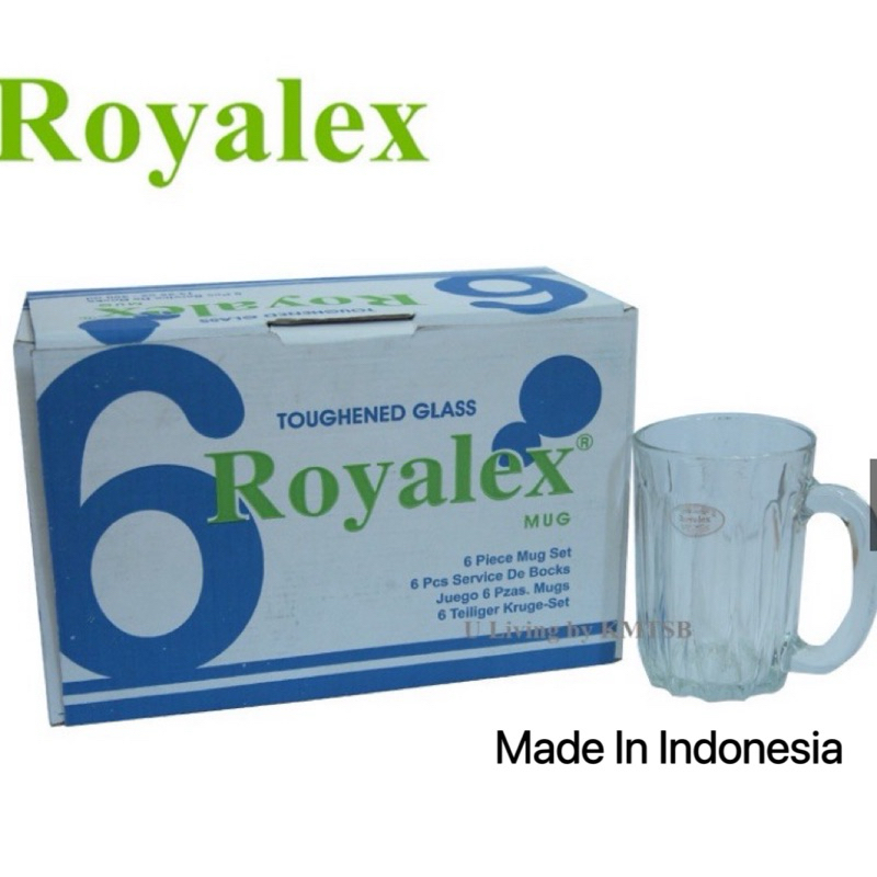 [6Pcs/Set]ROYALEX Teh Tarik Glass Mug Cup / Transparent Glass Cup / Coffee Tea Glass / Tempered Glass Mamak Beer Mug 玻璃杯